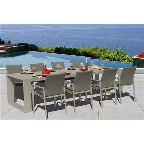 Bellini GR03409SGB2049X 22.5 x 24 x 35.5 in. Ritz Dining Set, Ash - 9 Piece