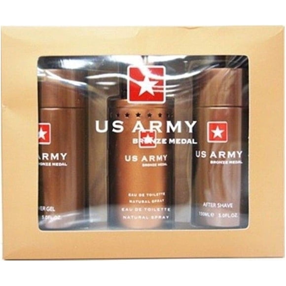 Set de perfume US Army Bronze para hombre, 100 ml, 3 piezas