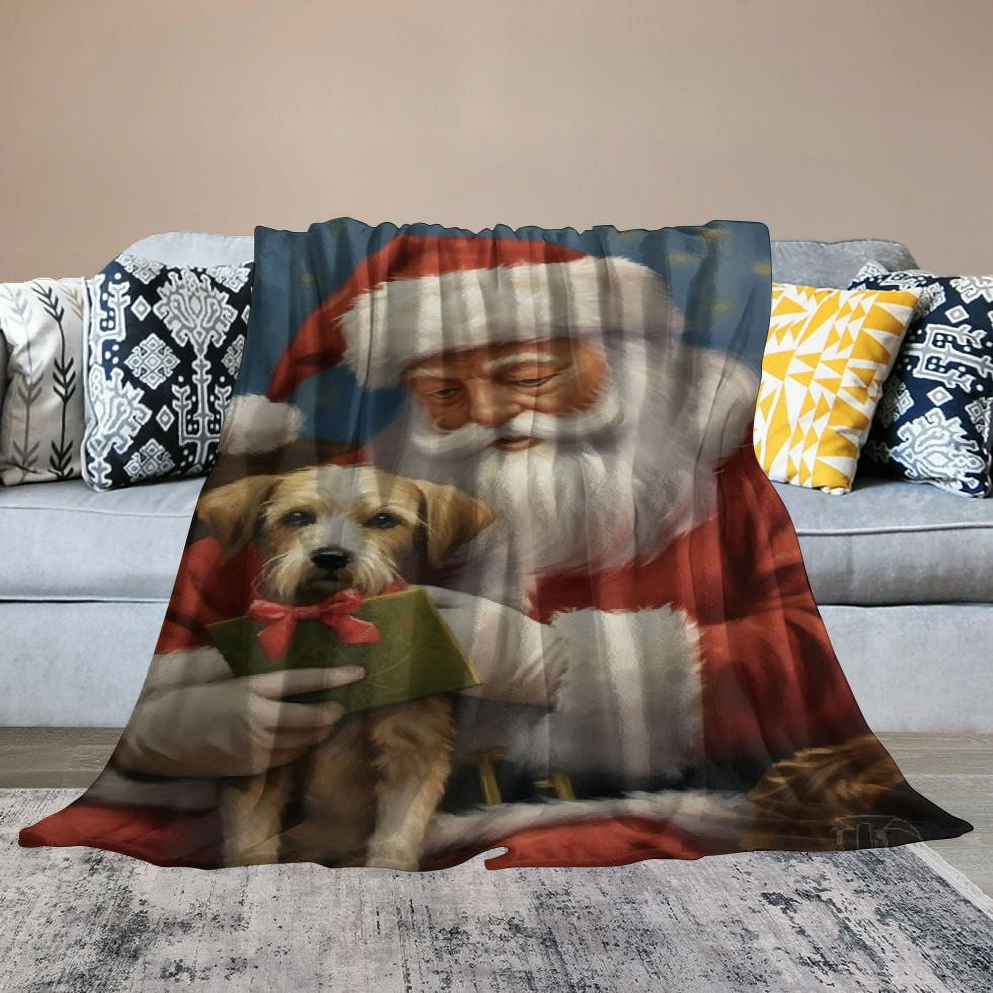 Pratyus Dog Flannel Throw Blanket for Couch Sofa Bed, All Seasons Comfort, Christmas Home Decor Theme 60x80in