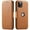 Caramel Brown, variant on MOHEYO Magnetic Leather Wallet Cell Phone Case for Apple iPhone 12 Pro Max, Chocolate Brown