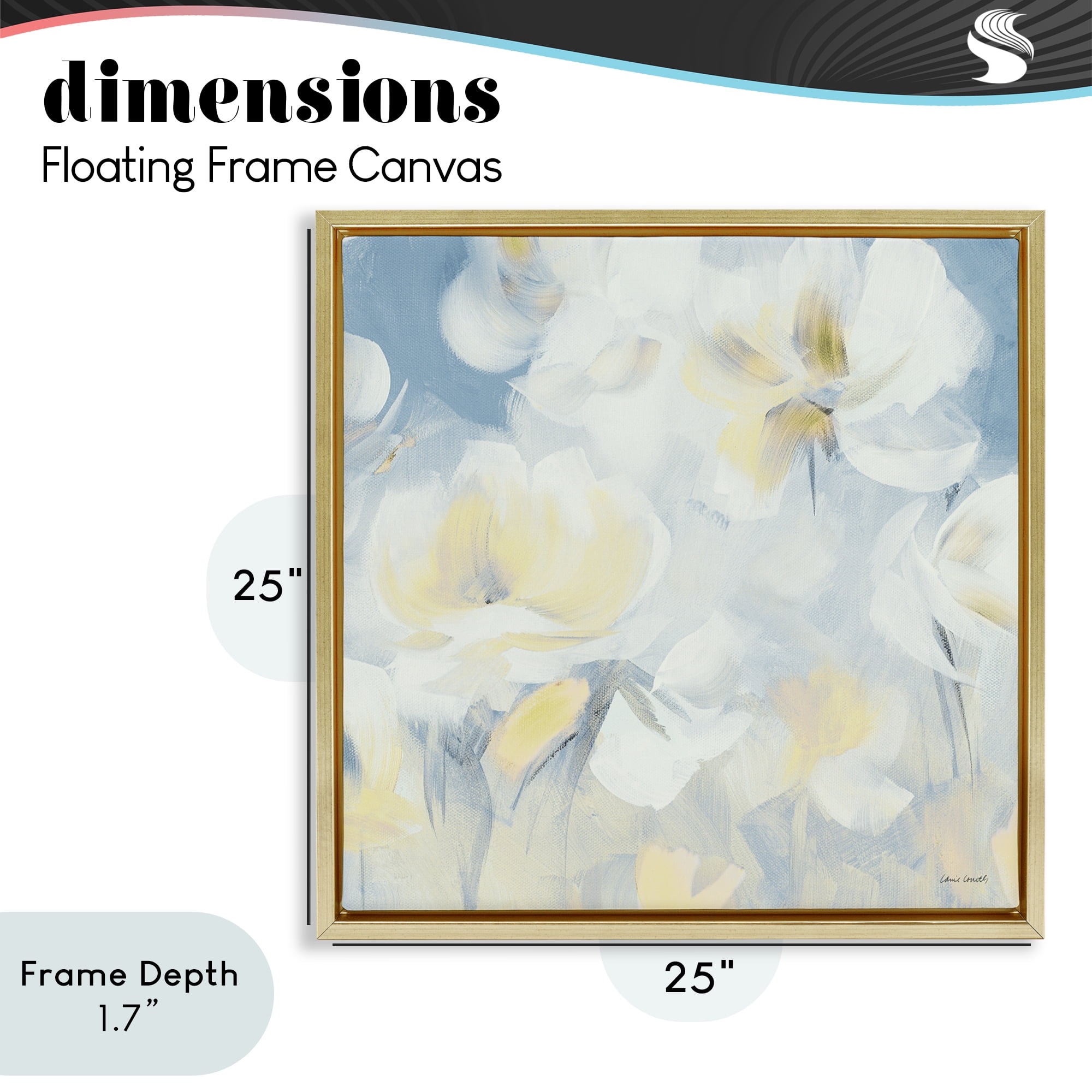 Stupell Industries Soft & Gentle Flower Field Gold Framed Floater Canvas Wall Art, design by Lanie Loreth