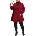 thumbnail image 3 of Agnes Orinda Women's Plus Size Coat A Line Notched Lapel Double Breasted Long Peacoat with Pockets 1X Burgundy, 3 of 7