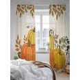 thumbnail image 3 of Yellow Orange Pumpkin Sheer Curtains 84 inches Long, Retro Fall Leaf Cartoon Thanksgiving Light Filtering Sheer Window Curtains Rod Pocket Voile Drapes for Bedroom Living Room, 52"W x 84"L 2 Panels, 3 of 7