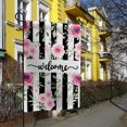 thumbnail image 2 of Garden Flag 12 x 18 Inch Welcome Spring Pink Flower Black and White Stripes Small Yard Flag Vertical Double Sided Outdoor Flag for Yard/Lawn/Patio/Farmhouse, 2 of 6