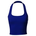 thumbnail image 1 of A2Y Women's Halter Neck Heavy Rib Rayon Spandex Crop Top Royal Blue S, 1 of 6