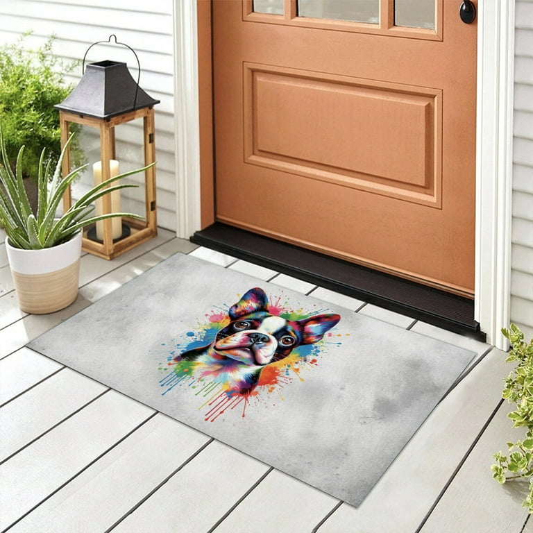 Watercolor Drip Boston Terrier Pop Art Colorful Portrait Artwork