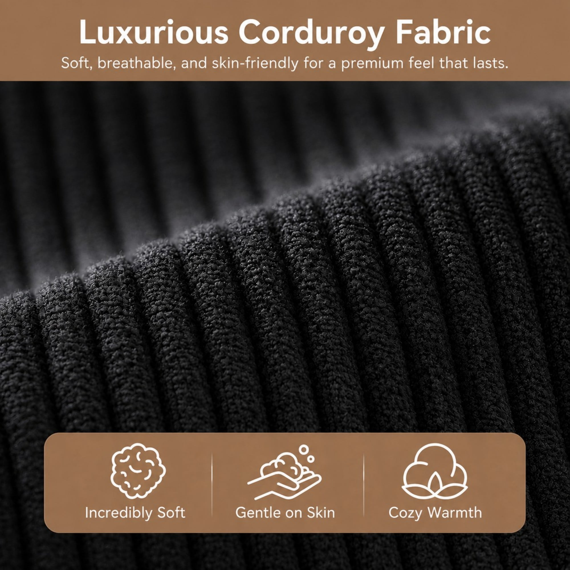 DEALTOPS 79" Convertible Corduroy Floor Sofa Bed, Modular Sleeper Couch with Memory Foam, Black
