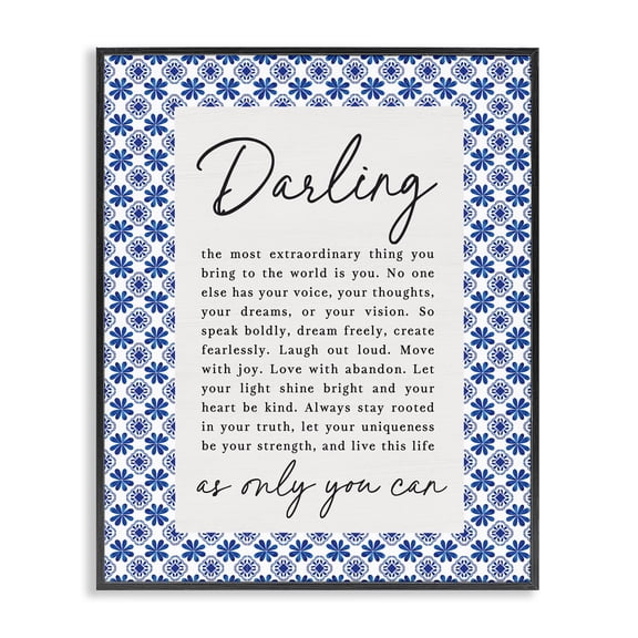 Darling Only You Can Inspiring Black Framed Giclee Art, design by Lettered and Lined