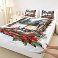 thumbnail image 3 of Manfei Rustic Christmas Flowers Twin Sheet Sets,Hello Winter Twin Fitted Sheet,Happy New Yaer Flat Sheet For Girls Boys,Super Cozy Room Decor,3 Pieces, 3 of 7