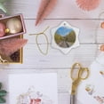 thumbnail image 6 of 3drose, on Track. Autumn Scene with Railroad Tracks Yellow Trees and Blue Sky Photograph, 3 inch Snowflake Porcelain Ornament, 6 of 7