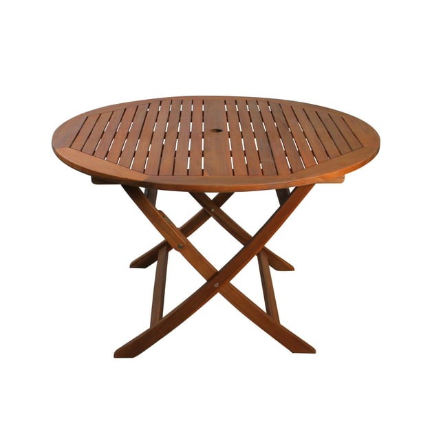 Northlight Round Outdoor Acacia Wood, Folding Round Outdoor Dining Table