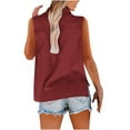 thumbnail image 7 of FAVIPT Womens Plus Size Linen Tops Plain Sleeveless Button Down Tunic Tees Gauze V Neck Collared Shirts Casual Fashion Summer 2025 Blouses Wine,XXXXXL, 7 of 7