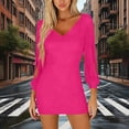 thumbnail image 1 of TaTaai Ladies Casual V Neck Long Sleeve Solid Color Bodycon Dress Tassel Design High Waist Slim Fit All Season Daily Wear Gift, 1 of 7