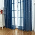 thumbnail image 4 of Cortinas de tul con estampado de estrellas Cortinas de ventana Sheer Purdah para el hogar (azul oscuro), 4 of 8