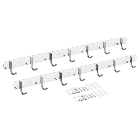 

Uxcell 2Pack Stainless Steel Coat Hook Rack Wall Mounted with 7 Hooks Hangers