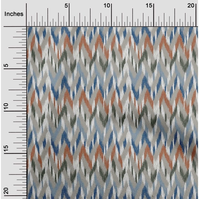 oneOone Tissu Georgette Viscose Chevron Imprimé Ikat au Mètre 42 Pouces de Large