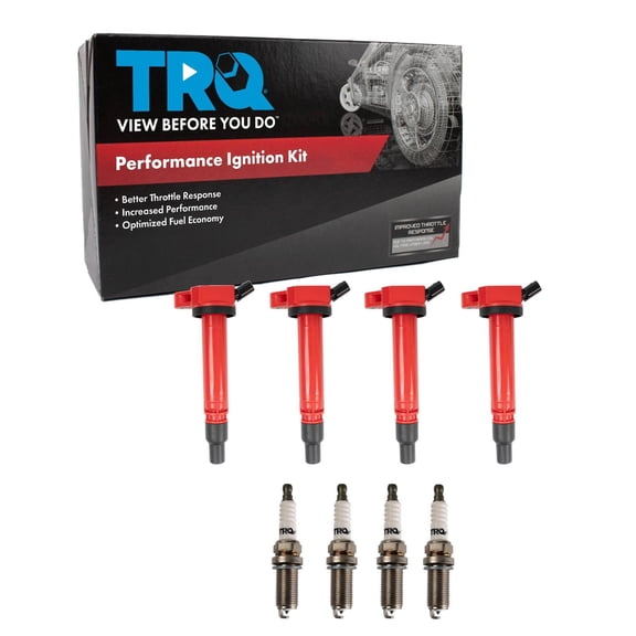 TRQ Ignition Coil & Spark Plug Kit 8 Piece Iridium Spark Plugs Fits 2009-2019 Toyota Camry Highlander RAV4 Venza Avalon Sienna 2011-2016 Scion tC 2013-2019 Lexus ES300h NX300h