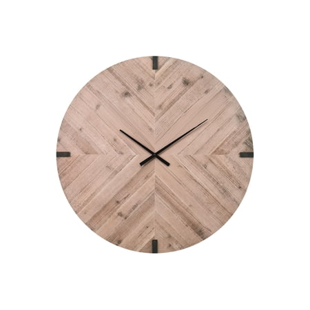 Clocks - 30 Round - Large Oversized - Wall Clock - Brown - Black Metal
