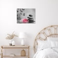 thumbnail image 4 of Bamboo and Pink Floral Wall Art for Bathroom Water Lily and Grey Zen Stone Canvas Wall Art Wall Paintings Home Decor Spa Wall Pictures for Living Room Bedroom Office Ready To Hang, 16x12 Inch, 4 of 6
