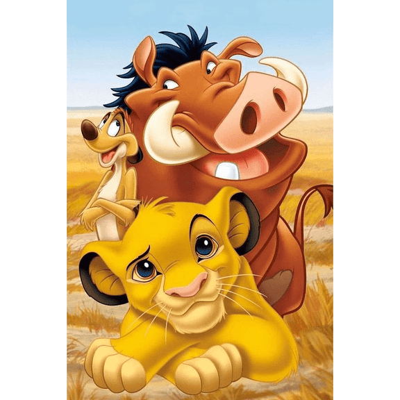 DIY 5D Diamond Painting Kits for Adults & Kids Tree by Number Kits Round Rhinestone Embroidery Cross Stitch Arts Craft Canvas Wall Decor(The Lion King 12x16inch)