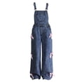 thumbnail image 4 of Ruyang Girls Denim Overalls Kids Blue Straight Leg Fashion Jean Jumpsuits Western Clothes Dungarees Pants Bow Workwear Bib Pants, 4 of 4