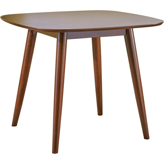 Christopher Knight Home Bass Mid Century Modern Square Faux Wood Dining Table, Walnut Finish, 35.75D x 35.75W x 30H in