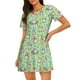 thumbnail image 1 of Fotbe Spring Gnomes Bata de Dormir para Mujer con Estampado, Camisón de Algodón de Manga Corta, Ropa de Dormir Casual, 1 of 6