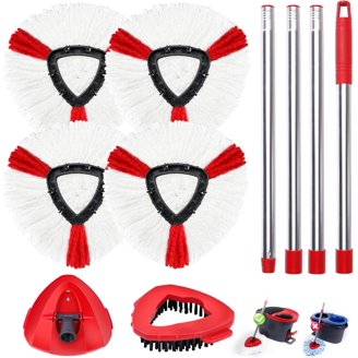 10-Pack Spin Mop Replacement Heads - 100% Microfiber, Triangle Refills For Easy Wring Buckets