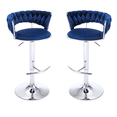 thumbnail image 5 of Hassch 2 Pack Swivel Bar Stools, 30.1" - 38.1" Height Adjustable Upholstered Bar Chair, Velvet Fabric Island Barstool for Small Space, Blue, 5 of 9