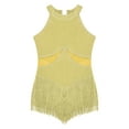 thumbnail image 4 of zdhoor Girls Shiny Ballet Dance Latin Jazz Lyrical Dress Sleeveless Leotard Gymnastic Bodysuit with Tassel Yellow 8, 4 of 5
