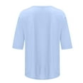 thumbnail image 4 of WTXUE Cotton Tops Basic Tees Casual 3/4 Sleeve T-Shirts Round Neck Tunic Tops Basic Tees Loose Fit Blouses Solid Color Pullover Blouses Modest Blouses Womens Business Blouses Sky Blue L, 4 of 5