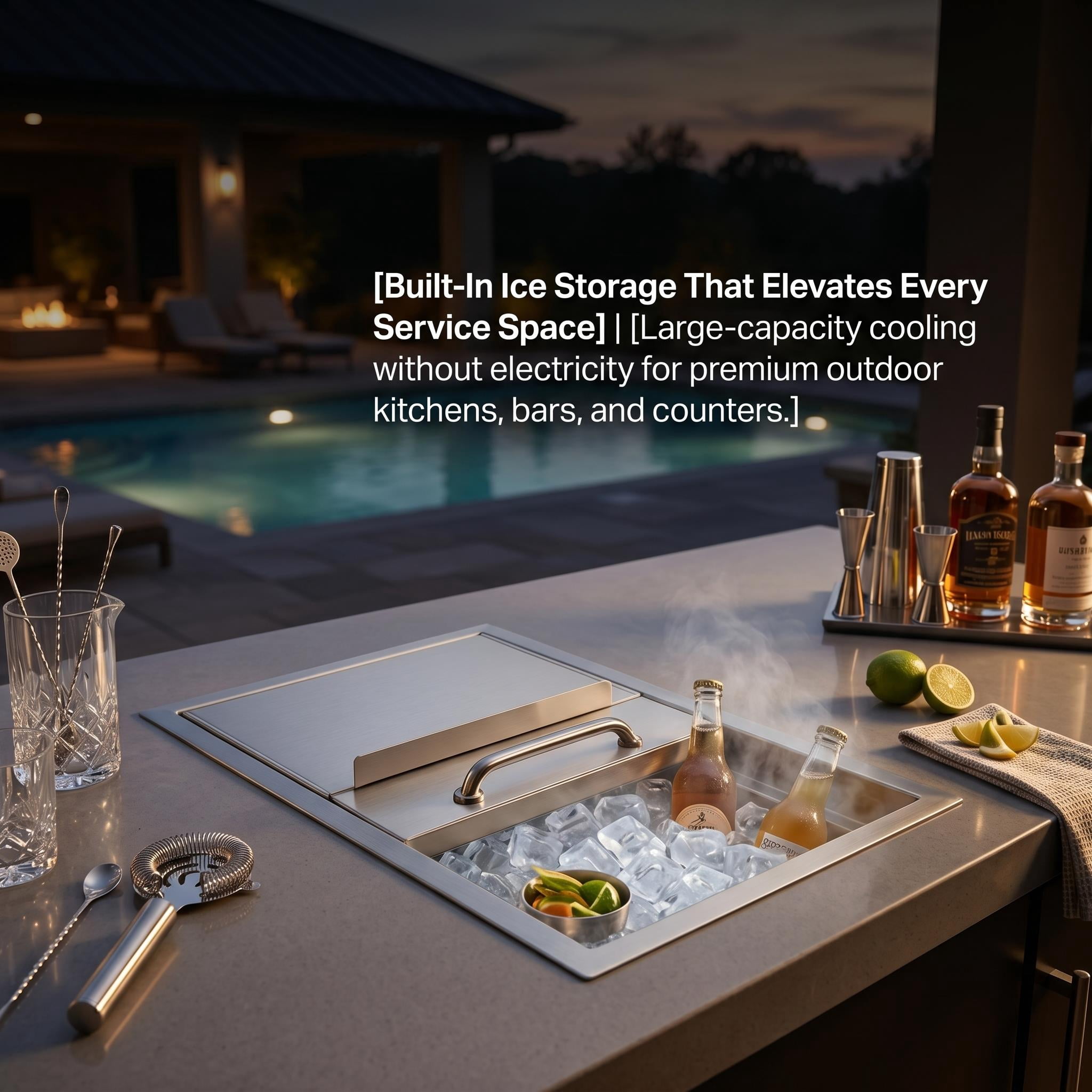 Undercounter Drop In Ice Chest,Stainless Steel Ice Cooler With 201 Grade Metal,Sliding Cover Prevents Debris Contamination,Commercial Ice Bin For Home Bar Or Cafe,52 L
