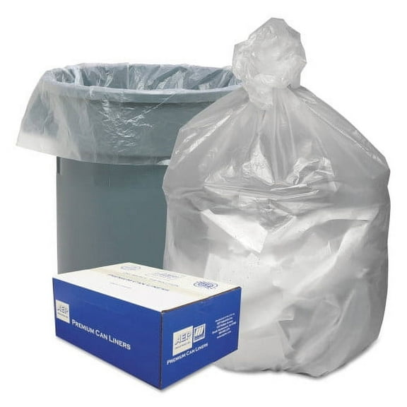 Good 'n Tuff Waste Can Liners, 60 gal, 12 microns, 38" x 58", Natural, 20 Bags/Roll, 10 Rolls/Carton