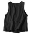 thumbnail image 4 of GEWSEY Women's Linen Vest Casual Formal Business Work Waistcoat Summer V neck Sleeveless Jacket (Black, XXL), 4 of 9