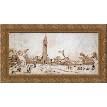 Spaarnwoude 24x14 Gold Ornate Wood Framed Canvas Art by Esaias van de Velde