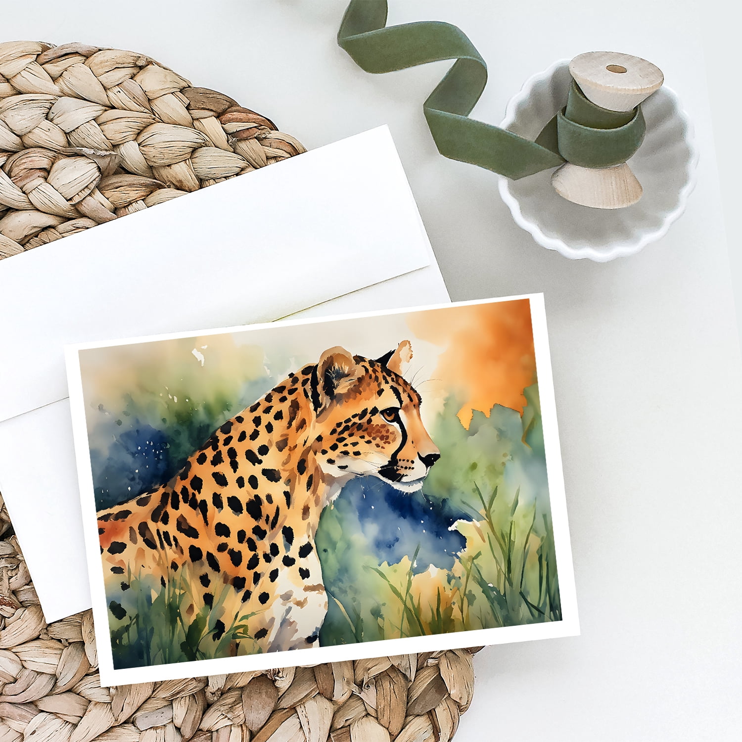 Carolines Treasures DAC2888GCA7P 5 x 7 x 0.01 in. Cheetah Greeting Cards - Pack of 8