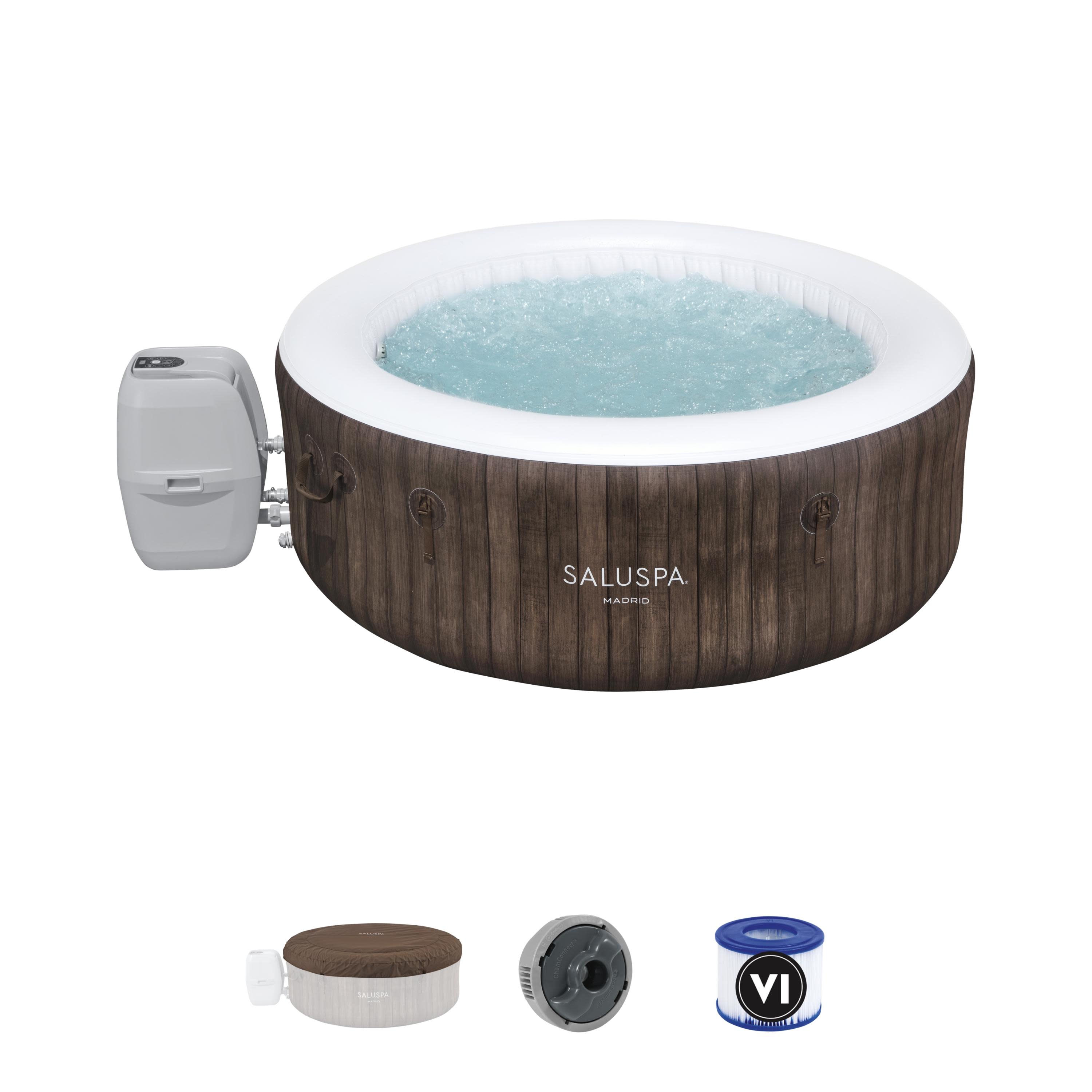 Bestway SaluSpa 71 in. x 26 in. Madrid 177 Gal Inflatable Hot Tub, 104˚F Max Temperature - image 5 of 9