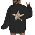 thumbnail image 2 of ClodeEU Women's Oversized Leopard and Star Back Print Sweatshirt, Crewneck Long Sleeve Pullover Tops Black,Womens Plus XL, 2 of 5