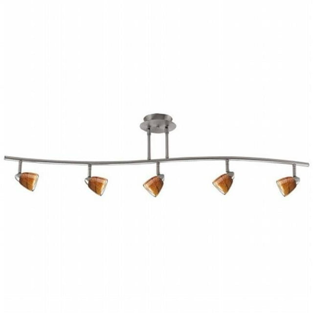 Cal Lighting SL-954-5-BS-AMS Track Lighting- Amber Glass & Brushed Steel