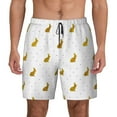 thumbnail image 2 of Picia Gold Rabbit pattern Mens Swim Trunks with Compression Liner Stretch Beach Shorts Quick Dry with Zipper Pockets No-Chafing Board Shorts-Small, 2 of 9