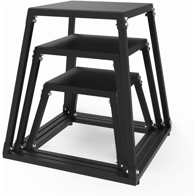 BeesClover Heavy Duty Steel Plyo Box for Exercise (12, 18, 24, 30 Inch) with Rubber Pads, Plyometric Jumping Box Metal Exercise Step Up Box for Strength Training, Conditioning & Step Up Workouts