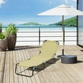 thumbnail image 2 of Demi Bonn Folding Chaise Lounge Beach Chairs with Steel Frame, 5-Position Reclining Outdoor Sun Tanning Seats for Yard & Patio, Beige, 2 of 11