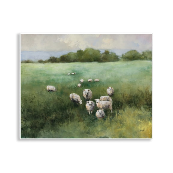 Stupell Industries Field Day Sheep Landscape & Nature Painting Unframed Art Print Wall Art, 14 x 11