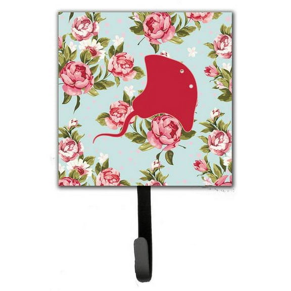 Caroline's Treasures BB1095-RS-BU-SH4 Stingray Shabby Chic Blue Roses Leash or Key Holder, Blue, Single Hook, multicolor