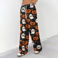 thumbnail image 3 of Fabrcox Halloween Womens Pj Pants Funny Pumpkin Ghost Spider Web Women's Sleep Pants Comfy Spooky Fall Winter Wide Leg Lounge Pants Women, 3 of 5