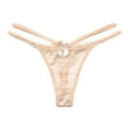 thumbnail image 2 of Gibobby Paquete de Tanga para dama Tanga sexy transparente para mujer Bragas de tanga de encaje Bragas de sexy(Beige,Talla única), 2 of 5