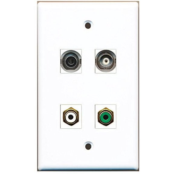 RiteAV - 1 Port RCA White 1 Port RCA Green 1 Port 3.5mm 1 Port BNC Wall Plate