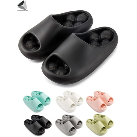 

Sixtyshades Bubble Massage Slides Slippers for Women Men Non-Slip Quick Drying Stress Relief Bathroom Shower Slippers