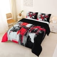 thumbnail image 2 of Homewish Red Abstract Print Queen Comforter Set,Aesthetic Geometric Comforter Sets Queen,Black Reversible,3 Pieces,1 Comforter and 2 Pillowcases, 2 of 7