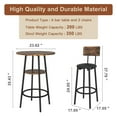 Topcobe Bar Round Table Set of 3, Pub Height Table & 2 PU Upholstered Stools with Backrest ...